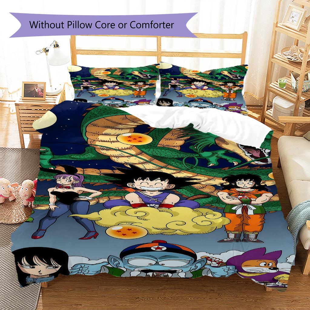 Постельное белье с рисунком DRAGON BALL, Комплект с одеялом, Пододеяльник, Наволочка, Домашний подарок на день рождения (1 пододеяльник + 2 наволочки, без наполнителя)