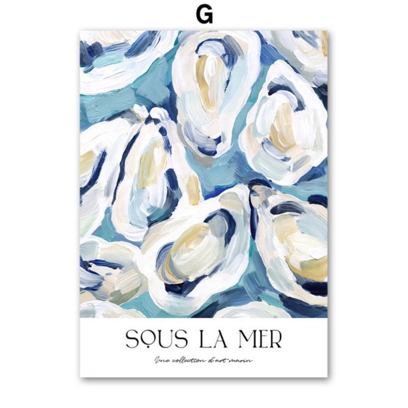 Океан Парусник Пляж Ракушка Краб Раковина Пейзаж Плакаты И Принты Настенное Искусство Холст Масло Живопись Картины Для Декора Гостиной