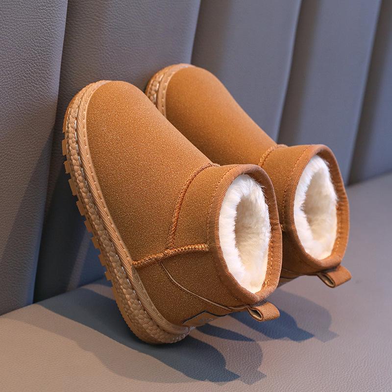 Зимние детские ботинки для мальчиков, новые универсальные зимние ботинки для девочек, утолщенные теплые плюшевые детские повседневные модные хлопковые ботинки, однотонные