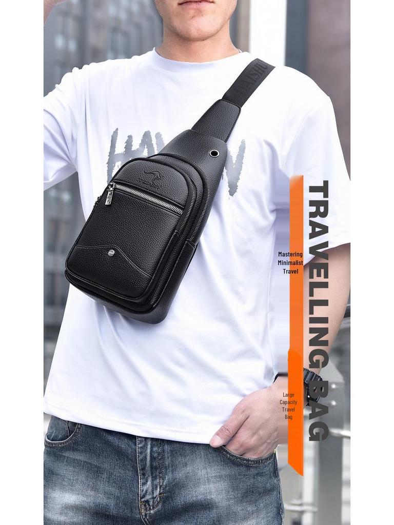 Мужская сумка-слинг через плечо из искусственной кожи - Повседневный модный маленький рюкзак