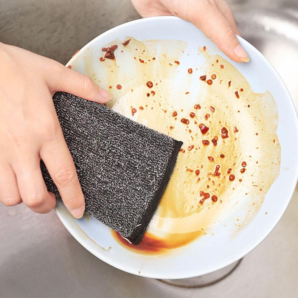 New Sponge Washing Pads Stainless steel wire Non-Scratch Dishes Scrub Sponges Decontamination Reusable Dishwashing Sponge