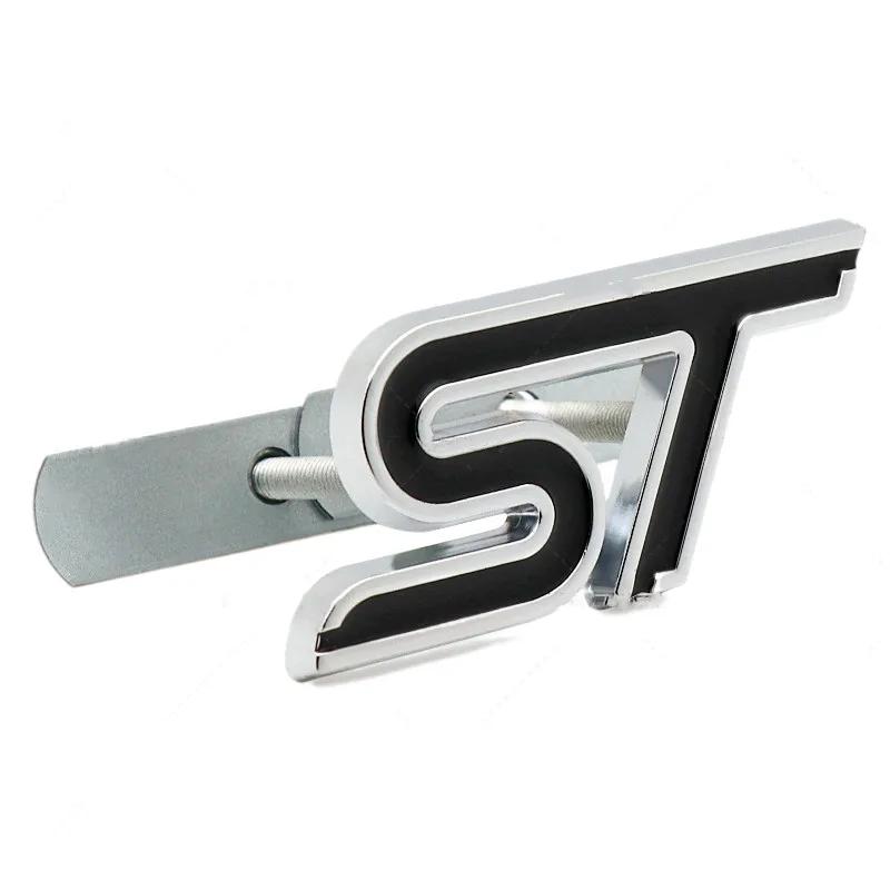 AJF1 3D Metal ST Front Grille Emblem Badge Car Rear Trunk Auto Sticker For Ford Focus Mondeo Fiesta Edge Escort MK2 MK3 MK4 MK5 MK7