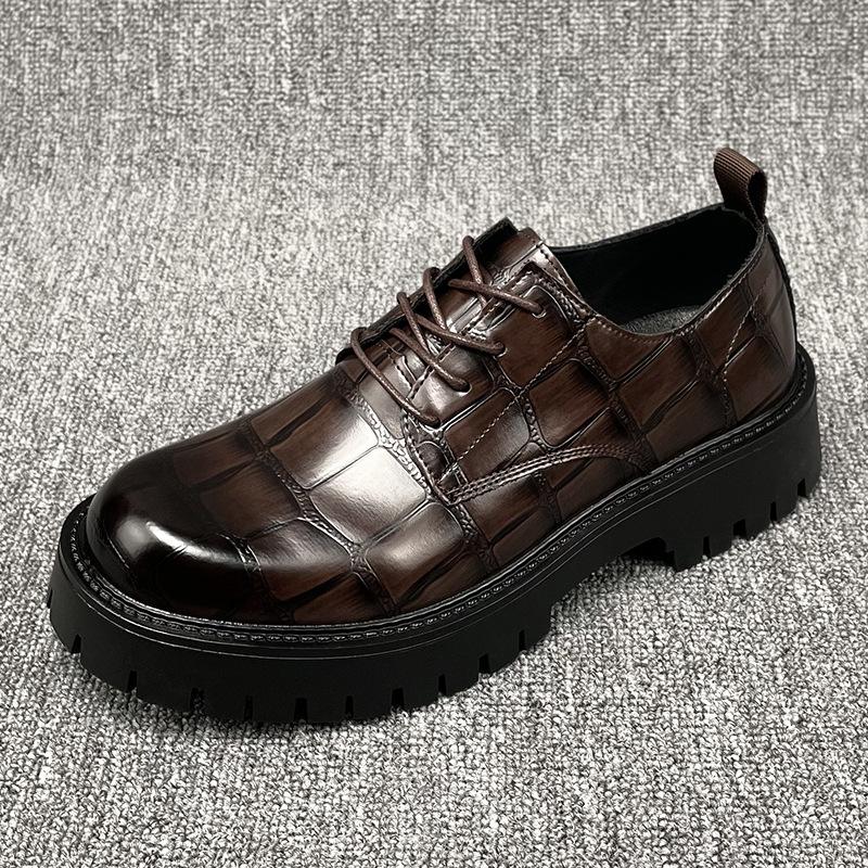Foreign Trade Large-size Men's Shoes 2025 Popular Fashion Big Head Leather Shoes Men's Thick-soled Retro Versatile Shoes Tide