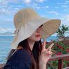 Summer Women Straw Hat Bowknot Foldable Beach Caps For Female UV Protection Sun Hats Casual Outdoor Hiking Bucket Hat