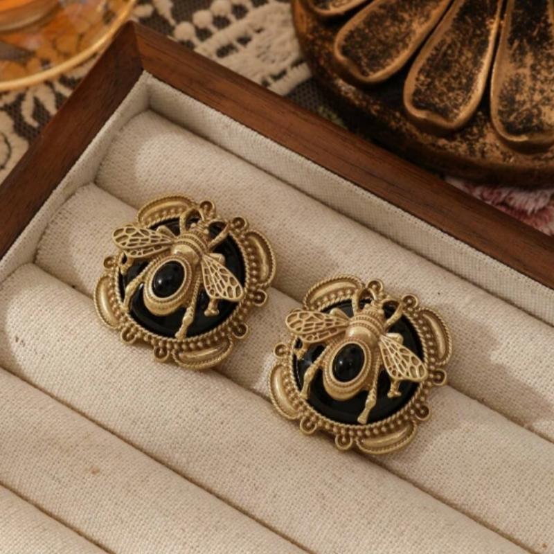 Изысканные серьги-гвоздики из двух частей в виде насекомых, геометрические, в стиле пчелы, из сплава, с искусственным цирконом желтого цвета, женские