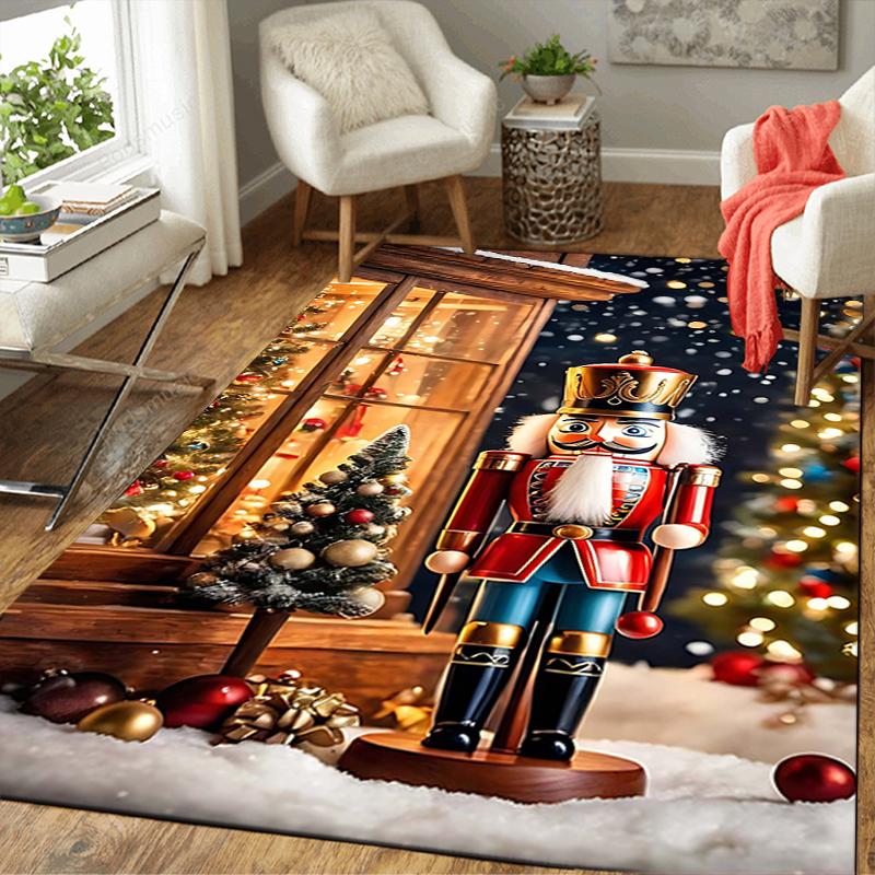 1Pc Christmas Gingerbread Decorations Rug Office Carpet Indoor Outdoor Doormat Nonslip Soft, Living Room Christmas Halloween Gift D91839