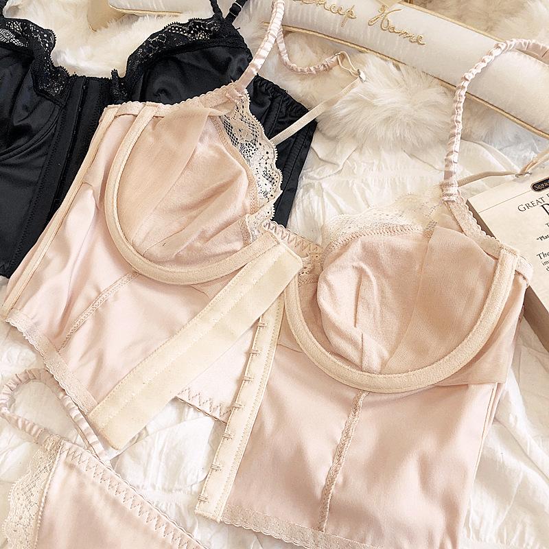 Летний женский комплект нижнего белья, французский сексуальный кружевной ультратонкий комплект с бюстгальтером из шелковой ткани, удобный регулируемый ремешок, бюстгальтер без косточек, комплект нижнего белья