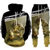 Весна-Осень с 3D принтом рыбы для мужчин и женщин толстовка + брюки комплекты из 2 предметов камуфляжная одежда для рыбалки, охоты и кемпинга модная спортивная одежда на открытом воздухе комплект