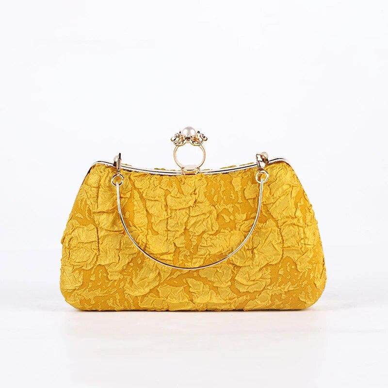 Yellow Luxury Handbag Designer Purses For Women Spring Bag Lady Quality Clutch Pleated Wedding Crossover Bags Fashion