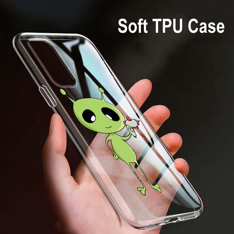 Cartoon Alien Art For OPPO Reno7 SE 6 5 Z F 4G 5G Find X2 X3 Neo Lite Pro Plus Transparent Soft Phone Case Coque