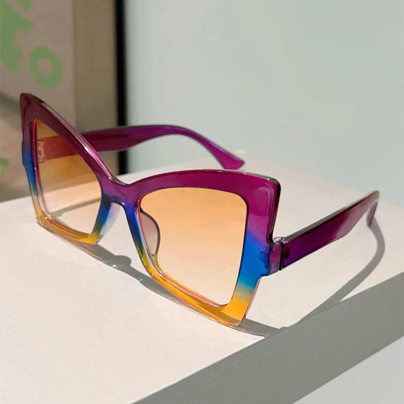 Солнцезащитные очки в форме бабочки Женские Стильные Большие Градиентные Декорированные Солнцезащитные очки Модный Дизайн Бренда Отпуск Повседневные Очки