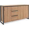 DENVER 3-door, 3-drawer Sideboard - Artisan Oak Decor / Anthracite - L 160 X D 40 X H 88 Cm