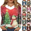 Женская футболка с длинным рукавом, рождественская вечеринка, плюшевый воротник, топ с V-образным вырезом