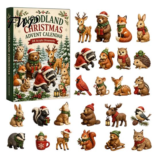 Fairy Tale Animal Set 24 Days Christmas Advent Calendar, Forest Animals Countdown Acrylic Elf Figures Cute Collectible Toys for Holiday Party