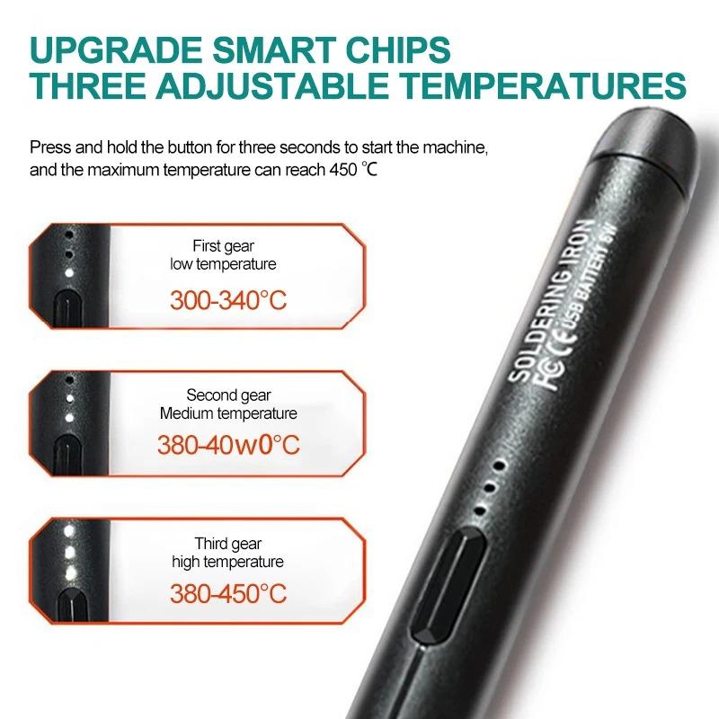 5 В 8 Вт Type-C зарядный электрический паяльник портативный беспроводной электрический паяльник 3-ступенчатый регулируемый для пайки ремонт