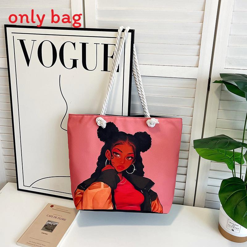 Canvas Tote Bag For Women With Creative Print And Spliced Design For Casual Travel