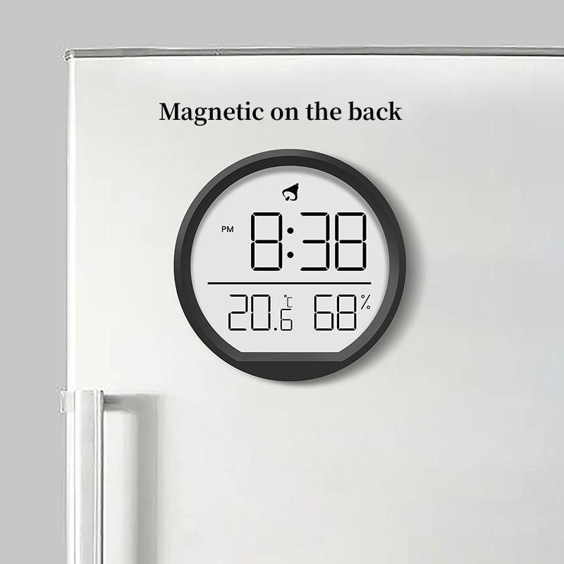 Мини-будильник с температурой, влажностью, датой и временем, 12/24-часовой электронный кухонный настенный холодильник с магнитным ЖК-дисплеем