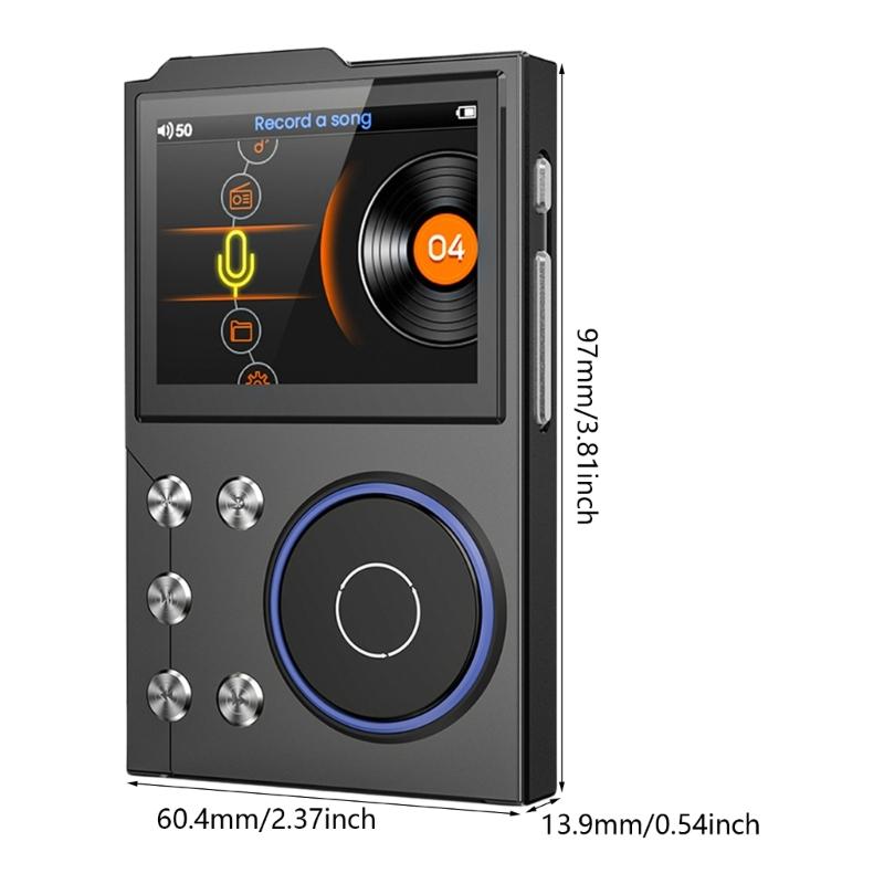 HiFi MP3-плеер с поддержкой Bluetooth 5.3, Воспроизведение без потерь звука, USB-зарядка, Цифровой музыкальный плеер, Портативный аудиоплеер