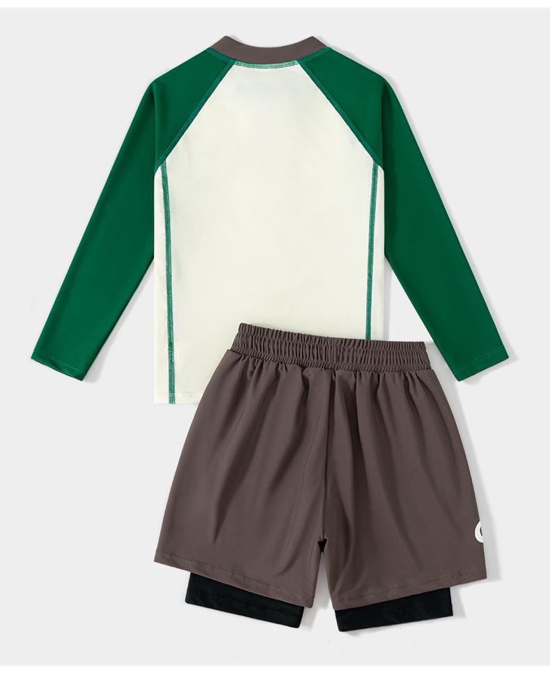 Детский слитный купальник с длинным рукавом для защиты от солнца - Модный летний наряд для больших детей и подростков