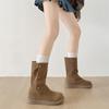 Queen Fan Khaki Retro Platform Boots Women's 2025 New Autumn with Skirt Slim Maillard Short Boots
