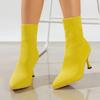 Women Elastic Sock Boots Autumn Winter Stiletto High Heels Knitted Ankle Boots Woman Slip-On Pointed Toe High-heeled Botas Mujer