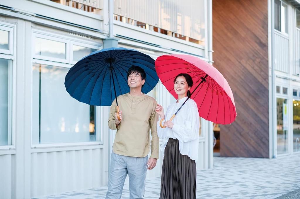 Mabu Parasol Umbrella for Women Men Unisex 60cm 24 Ribs Red Long Umbrella Umbrella UV Protection Light Blocking Umbrella for Sun and Rain Stylish Cute