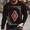 Винтажная футболка с узором игральных карт, уличная одежда, осенняя свободная мужская футболка с длинным рукавом и круглым вырезом, 3D квадратный А-образный принт, одежда 5Xl