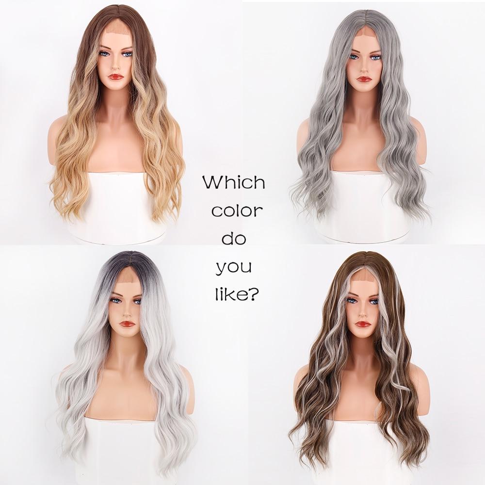 MERISIHAIR Объемные волны, кружевные передние парики для женщин, коричневые и белые цветные синтетические волосы, бесклеевые кружевные парики с натуральной линией волос