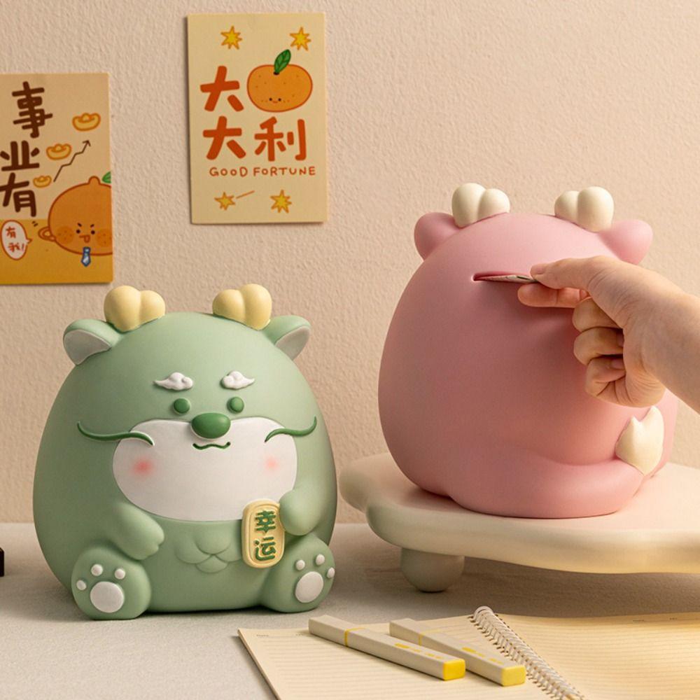 Adorable Dragon Coin Bank Unbreakable Money Saving Jar Desktop Doll Decor Cartoon Piggy Bank  Boys