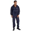Mens Waterproof Jumpsuit Reflective Strip Rainsuit Long Sleeve Hooded Raincoat Zipper Coverall Workwear