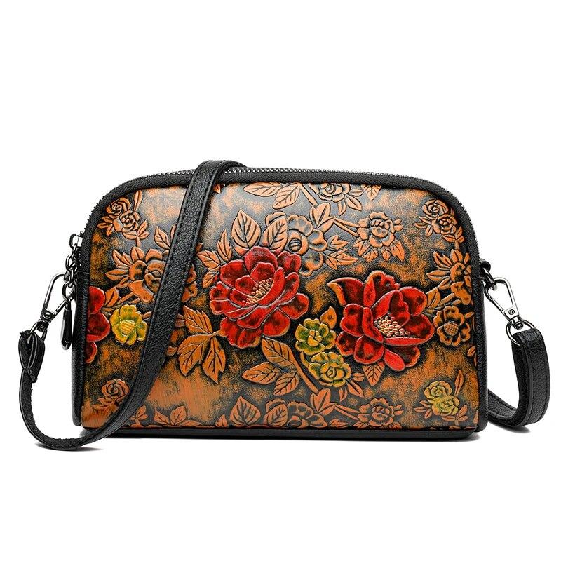 Высококачественная кожаная сумка, роскошный дизайнерский ретро-этнический стиль, 3D-печатная сумка на плечо, модная диагональная сумка с карманом для телефона через плечо