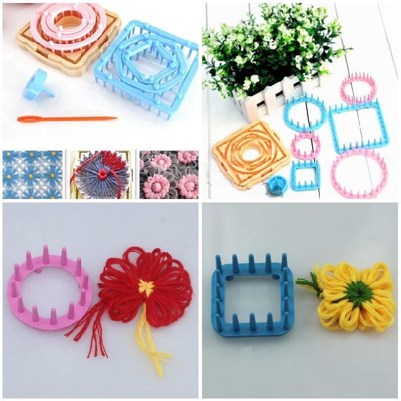 9pcs/ Set Flower Loom Petals Knitted Crochet Yarn Sewing Tool DIY Flower Pattern Maker Wool For Knitting Machine Scarf Socks