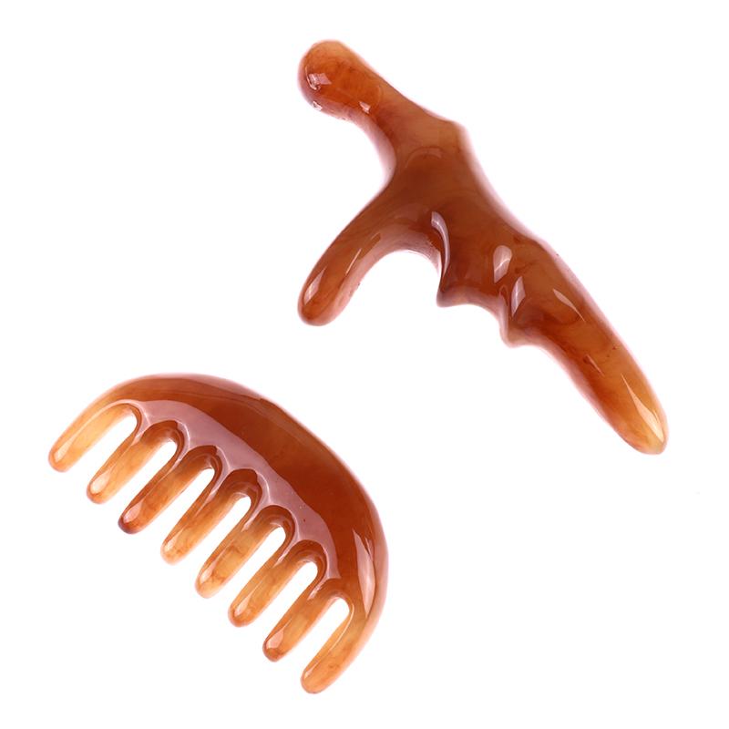 Инструменты Гуаша из натурального бычьего рога, соскобная точка для массажа всего тела, гребень с широкими зубцами