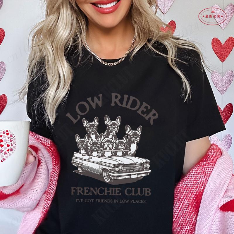 French Bulldog Woman T Shirt Fashion Dog Graphic Tops Summer Short Sleeve Tees Harajuku Streetwear Aesthetic Female Clothing