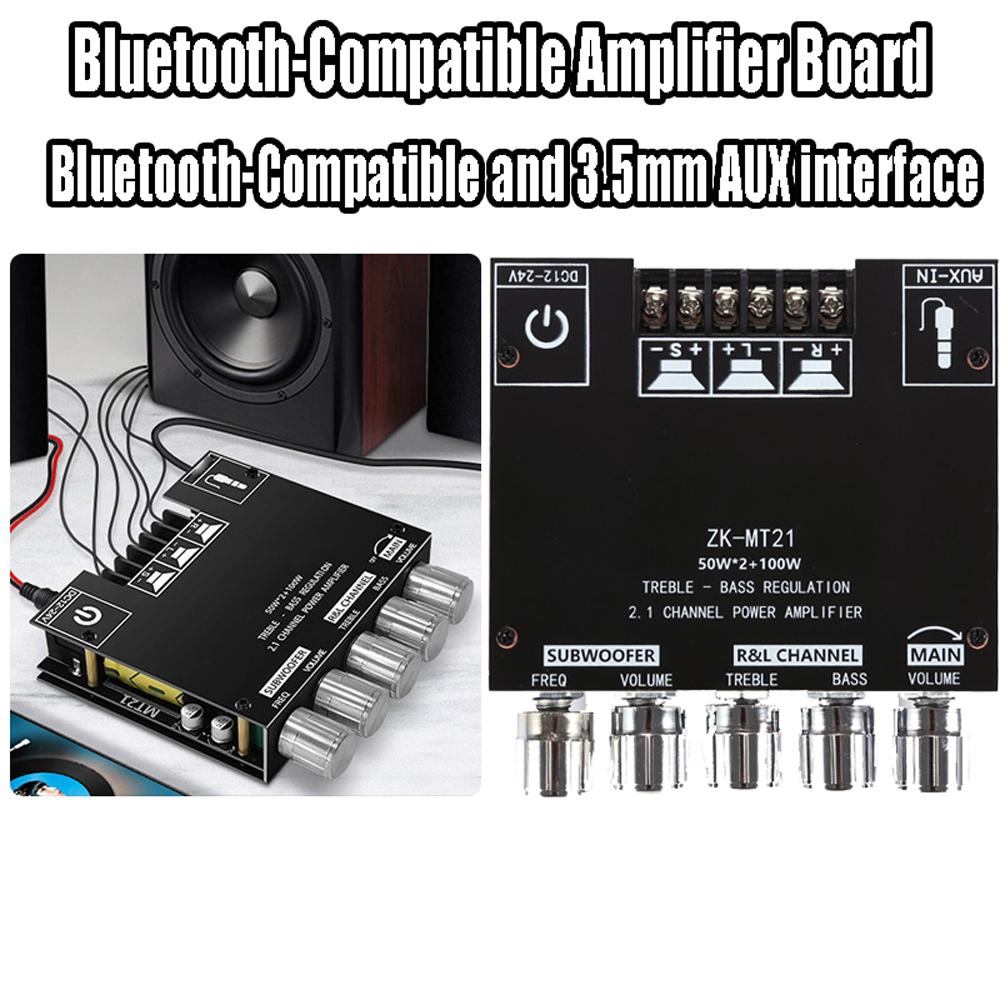 Bluetooth-Compatible Amplifier Board Broadcasting Equipment With Treble and Bass Control 50Wx2+100W BT 3.5mm AUX for Speaker