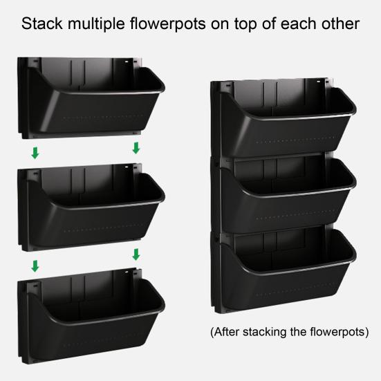 Самополивающийся настенный плантатор для улицы, настенный цветочный горшок, штабелируемый вертикальный плантатор с дренажными отверстиями для балкона, двора, вертикального садоводства