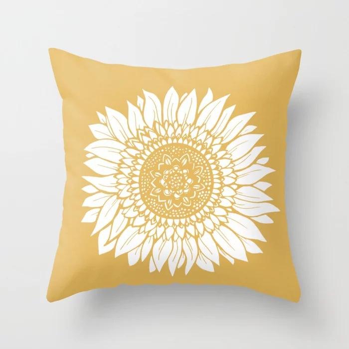 Geometric Yellow Check Pattern Throw Pillow Cover With Short Plush Print For Living Room Sofa Decoration Cushion Cover