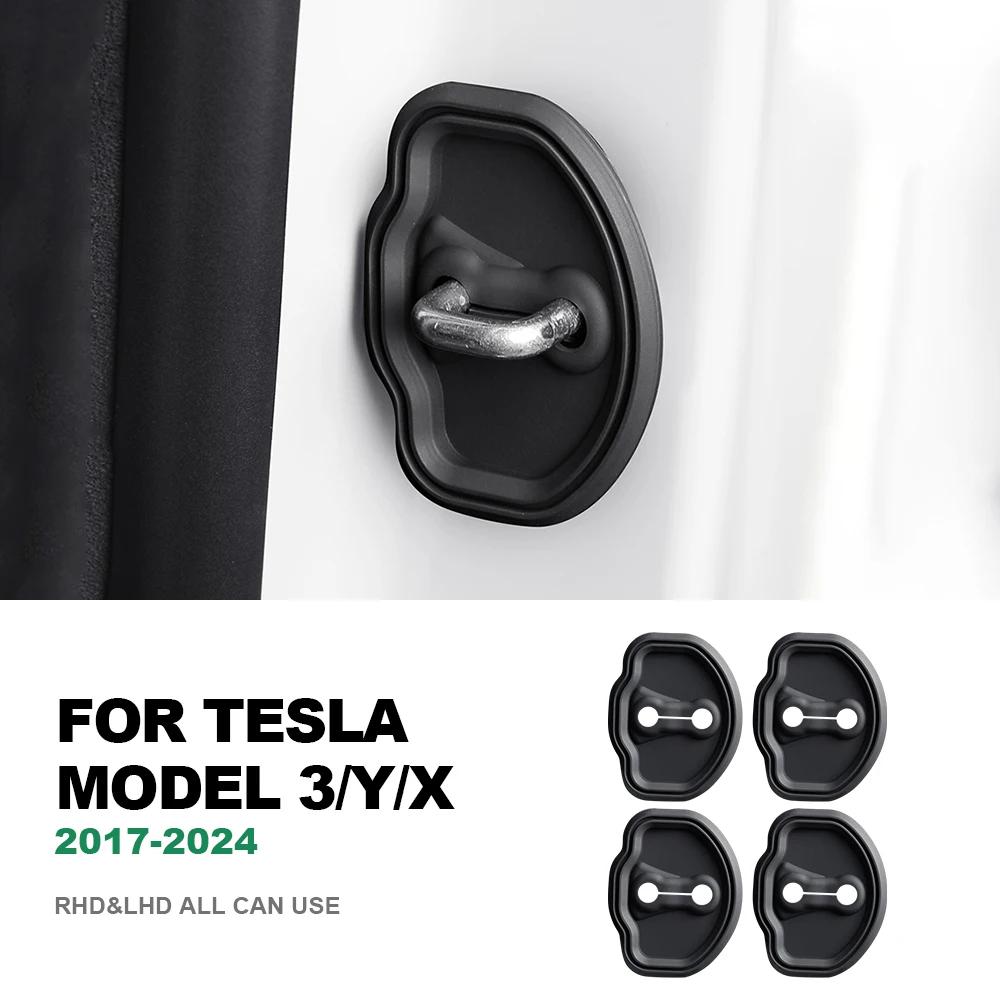 4-Pack Silicone Door Lock Buckle Protective Cover for Tesla Model 3 Y X S Highland Juniper Interior Moulding