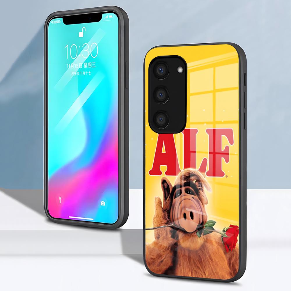 Чехол для телефона TV S-Series A-Alf для Samsung S26 S25 S24 FE S23 S22 S21 Plus S20 Ultra Note20Ultra Черная стеклянная крышка