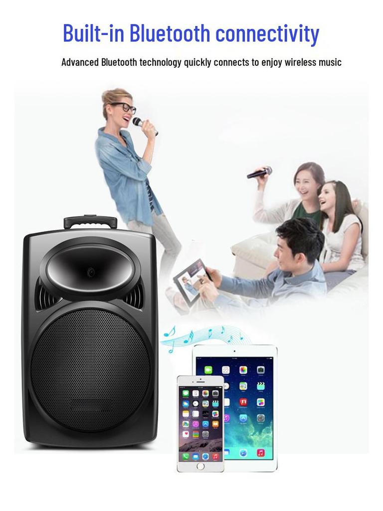 12-Inch Portable Bluetooth Speaker with High Volume for Outdoor Events and Karaoke