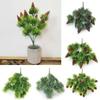 Green Christmas Pine Cone Branches Desktop Ornament Faux Pine Leaves Fake Pine  Party Supplies