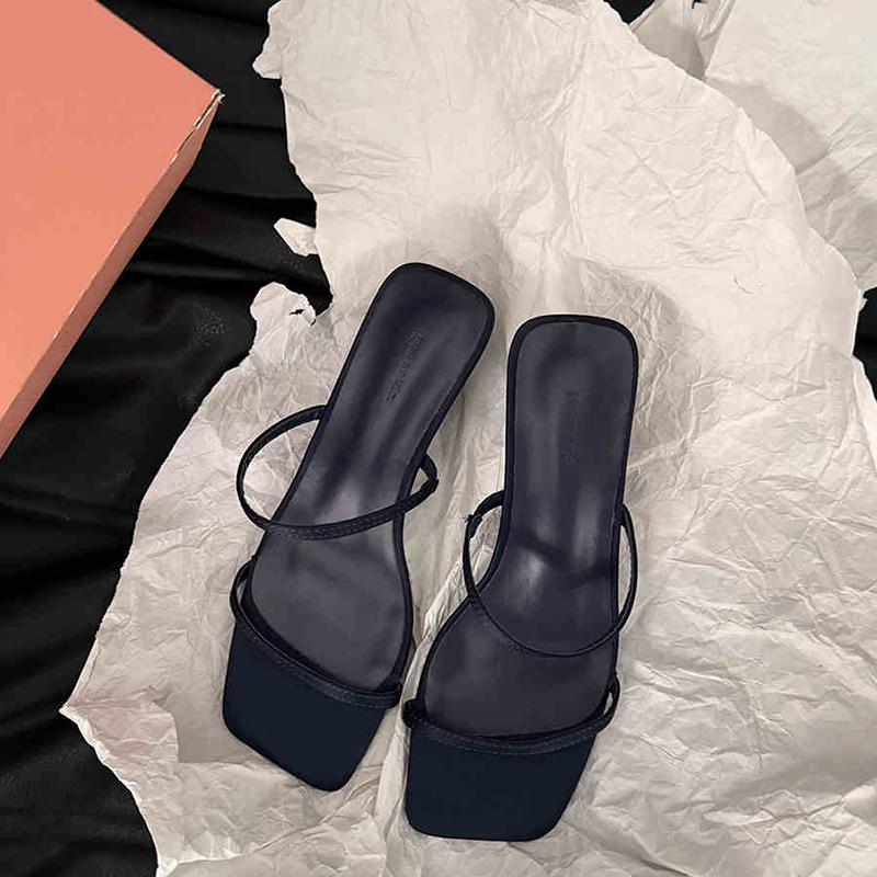 Дизайнерские летние женские шлепанцы на узком каблуке, модные туфли с открытым носком, дизайн в стиле банкетных сандалий