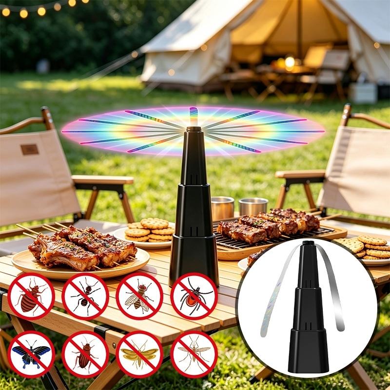 Table Fly Repelling Fan Portable Outdoor Insect Repellent with Reflective Blades Chemical Free Insect Repellent