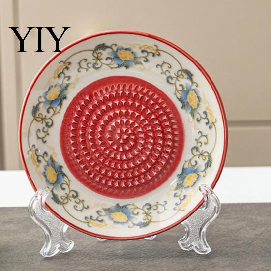 Garlic Serving Dish Ceramic Grinder Plate Bowl, Manual Ginger Fruit Zester Grater Mixing Dish, All-in-One Prep Tray, Modern Minimalist Kitchen