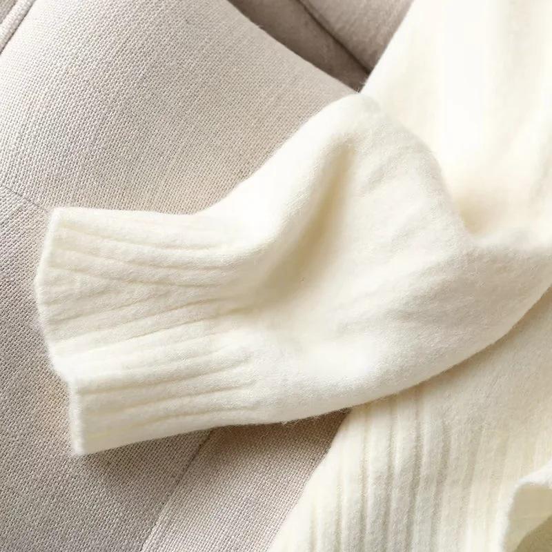 Женские пуловеры больших размеров, шикарные топы, элегантный бежевый вязаный свитер с круглым вырезом, джемпер