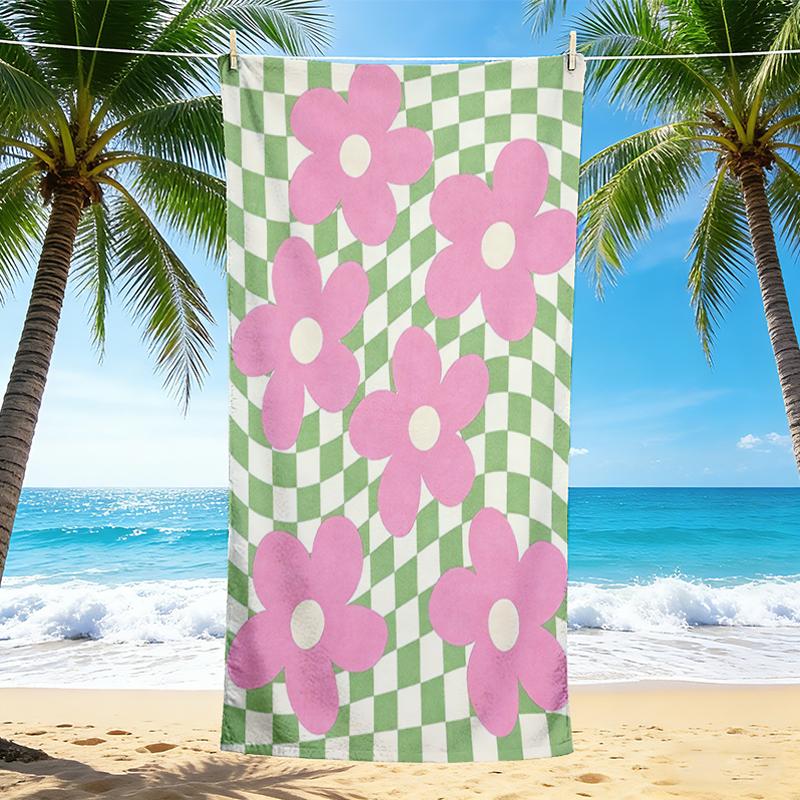 1Pc Floral Background Beach Towel, Quick Dry, Multi-Use for Beach Pool Gym Yoga Home Travel, Christmas, Halloween, Xmas Gift M92847