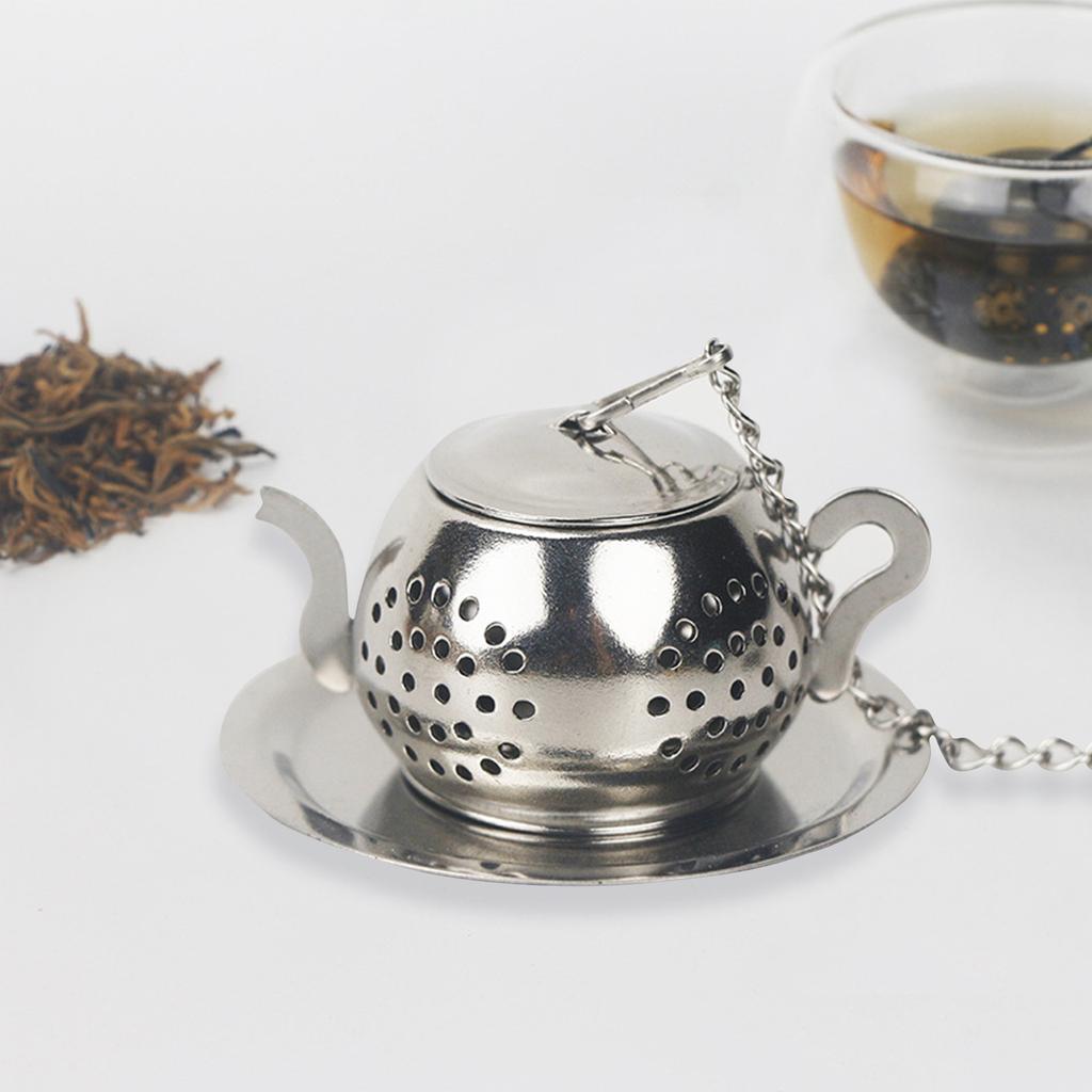 Tea Strainer - Stainless Steel Tea Strainer For Loose Tea, Loose Leaf Tea Infuser, With Chain Hook And Base, Reusable Tea Strainer Bag