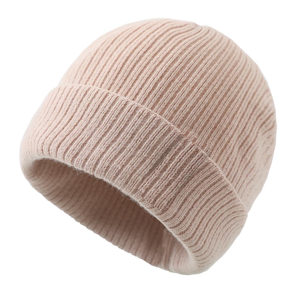 Winter-weight Short-pile Beanie Outdoor Knitted Hat Unisex Solid-colour Woolly Hat Baseball Cap