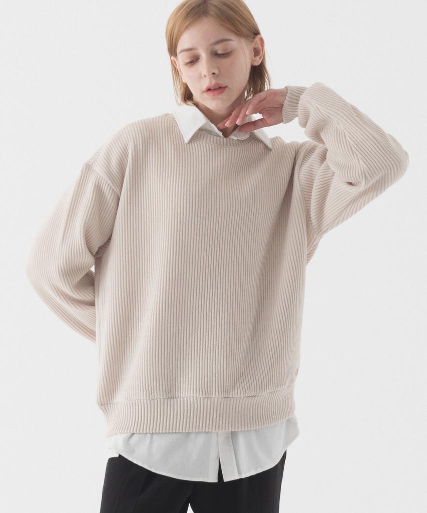 PIANER Comfortable Oversized Crew Neck Knit (Beige)