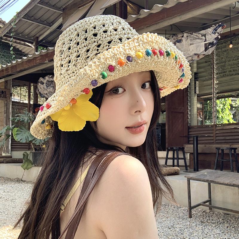 Цветная соломенная шляпа в виде сахарной фасоли для женщин 2025 года, летний стиль, защита от солнца, рыболовная шляпа для отдыха на море